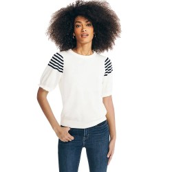 блуза,дамски,пуловери,дамски,плетени,дрехи,nautica,27s101,short,sleeve,sweater,white,(white)