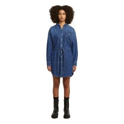 рокля,дамски,поли,и,рокли,g,star,belted,long,sleeve,short,dress,blue,(worn,in,windward)