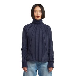 Блуза G-Star Washed Loose Fit high neck sweater - Blue (Osaka Blue Gd) блуза,дамски,пуловери,дамски,плетени,дрехи,g,star,washed,loose,fit,high,neck,sweater,blue,(osaka,blue,gd)