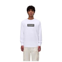 Тениска Napapijri Box Logo long sleeve T-shirt - White - (Bright White) тениска,мъжки,тениски,napapijri,box,logo,long,sleeve,t,shirt,white,(bright,white)