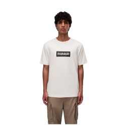 Тениска Napapijri Box Logo short sleeve T-shirt - White - (Beige Dimity) тениска,мъжки,тениски,napapijri,box,logo,short,sleeve,t,shirt,white,(beige,dimity)