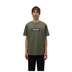 Тениска Napapijri Box Logo short sleeve T-shirt - Green - (Tea Leaf) тениска,мъжки,тениски,napapijri,box,logo,short,sleeve,t,shirt,green,(tea,leaf)