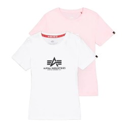 тениска,дамски,тениски,alpha,industries,new,basic,short,sleeve,t,shirt,2,units,white,pastel,pink,(white,pink)