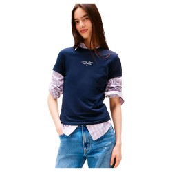 тениска,дамски,тениски,tommy,jeans,ess,logo,1,slim,fit,short,sleeve,t,shirt,blue,(dark,night,navy)