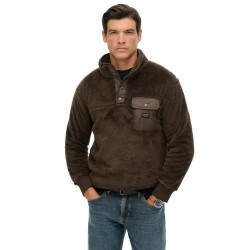 Блуза Superdry High Pile half zip sweatshirt - Brown (Slate Brown) блуза,мъжки,пуловери,superdry,high,pile,half,zip,sweatshirt,brown,(slate,brown)