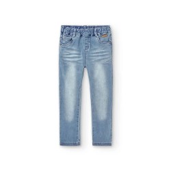 панталони,детски,панталони,boboli,denim,knit,pants,bleach,wash,(blue)