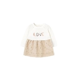 блуза,детски,поли,и,рокли,boboli,knitwear,combined,dress,polka,dot,print,(beige)