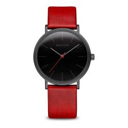 часовник,часовници,bering,13436,622,watch,red,(red,leather,black)
