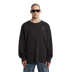 Тениска G-Star Back Embro Text Loose long sleeve T-shirt - Black (Dark Black) тениска,мъжки,тениски,дамски,тениски,g,star,back,embro,text,loose,long,sleeve,t,shirt,black,(dark,black)