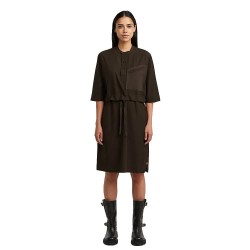 рокля,дамски,поли,и,рокли,g,star,half,placket,short,sleeve,dress,brown,(deep,brown)