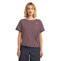 Тениска G-Star Striped Knot short sleeve T-shirt - Purple (Maroon / Milk Stripe) тениска,дамски,тениски,g,star,striped,knot,short,sleeve,t,shirt,purple,(maroon,milk,stripe)