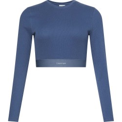 фланелка,с,дълъг,ръкав,дамски,топове,calvin,klein,000qs7217e,long,sleeve,top,dark,denim,(blue)