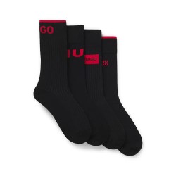 Чорапи HUGO 10273522 socks 4 pairs - Black (Black) чорапи,мъжки,чорапи,hugo,10273522,socks,4,pairs,black,(black)