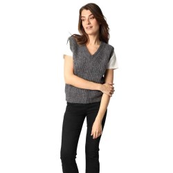 блуза,дамски,пуловери,дамски,плетени,дрехи,deeluxe,pia,v,neck,sweater,dark,grey,melange