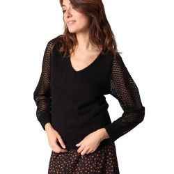 блуза,дамски,пуловери,дамски,плетени,дрехи,deeluxe,sijade,v,neck,sweater,black