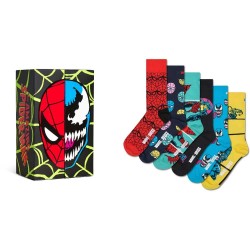 чорапи,мъжки,чорапи,happy,socks,marvel,spider,man,gift,set,crew,socks,6,pairs,black