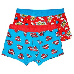 Чорапи Happy socks Super dads gift set boxers 2 units - Red / Blue чорапи,мъжко,бельо,happy,socks,super,dads,gift,set,boxers,2,units,red,blue