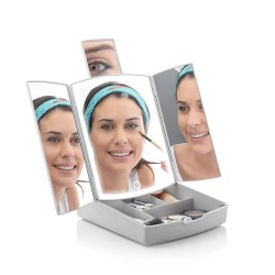 специфични,козметични,продукти,innovagoods,3,in,1,panomir,folding,led,mirror,with,makeup,organizer,silver,(multicolor)