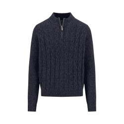Блуза Fynch hatton 1510360 half zip sweater - Grey (Navy) блуза,мъжки,пуловери,fynch,hatton,1510360,half,zip,sweater,grey,(navy)