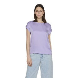 Тениска Vila Ellette Satin short sleeve T-shirt - Purple (Violet Tulip) тениска,мъжки,тениски,дамски,тениски,vila,ellette,satin,short,sleeve,t,shirt,purple,(violet,tulip)