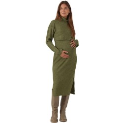 рокля,дамски,поли,и,рокли,mamalicious,suniva,june,maternity,long,sleeve,midi,dress,winter,moss,detail,melange,(green)