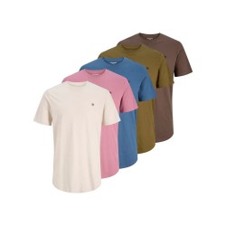 тениска,мъжки,тениски,jack,&,jones,labody,short,sleeve,t,shirt,5,units,moonbeam,pack,petrol,blue,dark,brown,dark,olive,bordeaux,(multicolor)