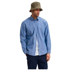 риза,с,дълъг,ръкав,мъжки,ризи,selected,slim,new,linen,long,sleeve,shirt,refurbished,medium,blue,denim,(blue)