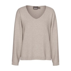 блуза,дамски,пуловери,дамски,плетени,дрехи,pieces,bree,v,neck,sweater,crockery,melange,(beige)
