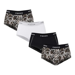 дамско,бельо,дамски,бикини,и,танкини,pieces,logo,panties,4,units,silver,gray,leo,leo,black,white,(multicolor)