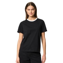 тениска,дамски,тениски,pieces,ria,short,sleeve,t,shirt,black,contrast,white,(black)