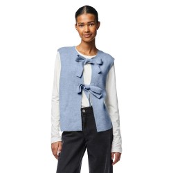 потник,дамски,пуловери,дамски,плетени,дрехи,pieces,silly,knitted,vest,cashmere,blue,melange,(blue)