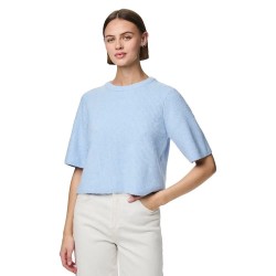 блуза,дамски,пуловери,дамски,плетени,дрехи,pieces,silly,short,sleeve,sweater,cashmere,blue,melange,(blue)