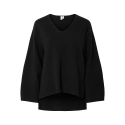 блуза,дамски,пуловери,дамски,плетени,дрехи,yas,elma,v,neck,sweater,black