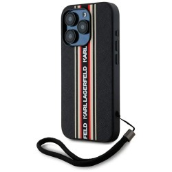 Karl lagerfeld Saffiano Athleisure iPhone 15 Pro phone case - Black (Red) други,аксесоари,karl,lagerfeld,saffiano,athleisure,iphone,15,pro,phone,case,black,(red)