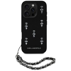 Karl lagerfeld Saffiano Crystals Chain iPhone 16 Pro phone case - Black (Black) други,аксесоари,karl,lagerfeld,saffiano,crystals,chain,iphone,16,pro,phone,case,black,(black)
