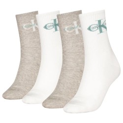 чорапи,дамски,чорапи,calvin,klein,701235384,crew,socks,4,pairs,white,grey,melange