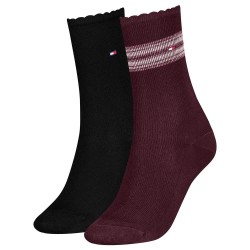 чорапи,дамски,чорапи,tommy,hilfiger,701236458,socks,2,pairs,burgundy,(red,black)