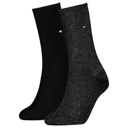 чорапи,дамски,чорапи,tommy,hilfiger,casual,socks,2,pairs,black,lurex,(black)
