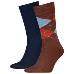 чорапи,мъжки,чорапи,tommy,hilfiger,check,classic,socks,2,pairs,chocolate,brown,(brown,blue)