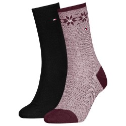 чорапи,дамски,чорапи,tommy,hilfiger,fair,isle,socks,2,pairs,burgundy,(black,grey)