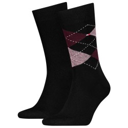чорапи,мъжки,чорапи,tommy,hilfiger,check,classic,socks,2,pairs,burgundy,(black)