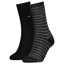 чорапи,дамски,чорапи,tommy,hilfiger,small,stripe,classic,socks,2,pairs,black,lurex,(black)
