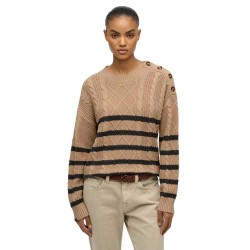блуза,дамски,пуловери,дамски,плетени,дрехи,superdry,cable,crew,neck,sweater,beige,shadow,grey,stripe