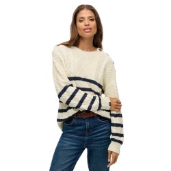блуза,дамски,пуловери,дамски,плетени,дрехи,superdry,cable,crew,neck,sweater,off,white,richest,navy,stripe