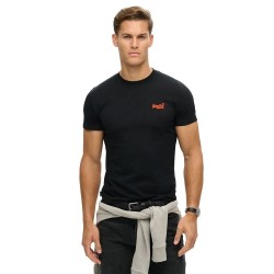 Тениска Superdry Essential Logo Embroidered short sleeve T-shirt - Black (Black / Hazard Orange) тениска,мъжки,тениски,superdry,essential,logo,embroidered,short,sleeve,t,shirt,black,(black,hazard,orange)