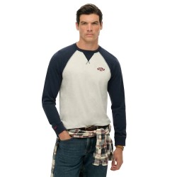 Тениска Superdry Vintage Athletic Baseball long sleeve T-shirt - Beige (Grey Grindle / Eclipse Navy) тениска,мъжки,тениски,superdry,vintage,athletic,baseball,long,sleeve,t,shirt,beige,(grey,grindle,eclipse,navy)