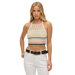 потник,дамски,топове,superdry,crop,halter,crochet,sleeveless,top,buttercream,mini,stripe,(beige)