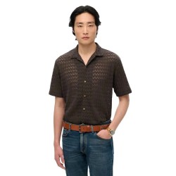 Риза с къс ръкав Superdry Knitted Texture short sleeve shirt - Brown (Carbon Black Crochet) риза,с,къс,ръкав,мъжки,ризи,superdry,knitted,texture,short,sleeve,shirt,brown,(carbon,black,crochet)