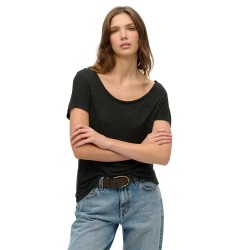 тениска,дамски,тениски,superdry,scoop,neck,t,shirt,black,metallic,(black)