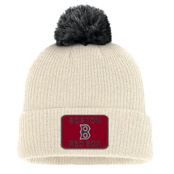 Шапка Nike MLB Boston Red Sox Yarn Peak Standard Cuff Pom beanie - Beige (Natural 15A / Black 00A) шапка,всички,шапки,nike,mlb,boston,red,sox,yarn,peak,standard,cuff,pom,beanie,beige,(natural,15a,black,00a)